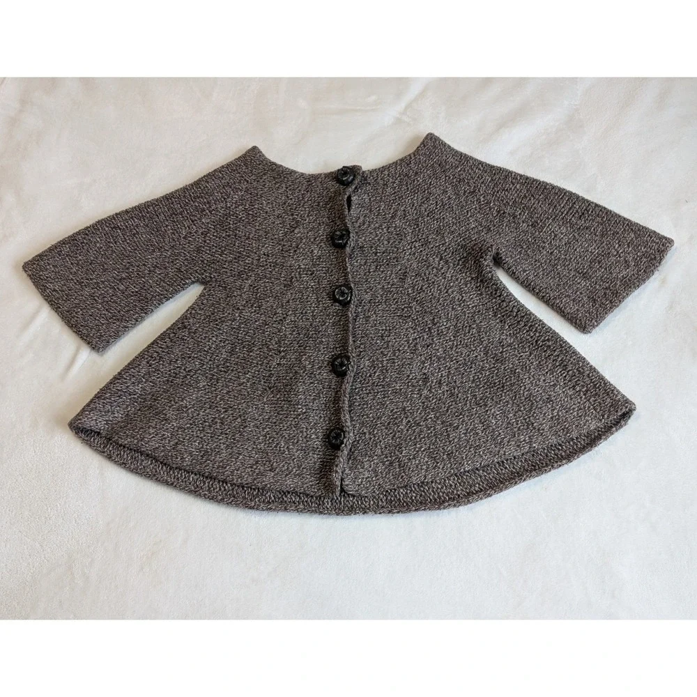 Manoush Knit Cardigan Sweater Pockets Button Front Brown Wool Blend Small‎